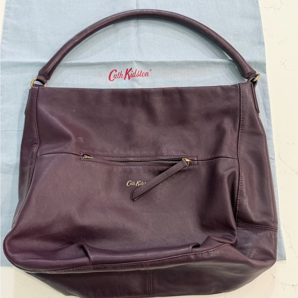 Cath Kidston Deep Purple Leather Hobo Bag